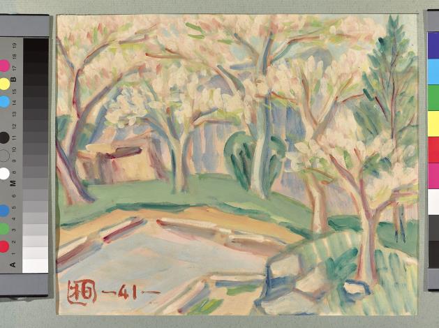 03郭柏川《阿里山櫻花》1952年