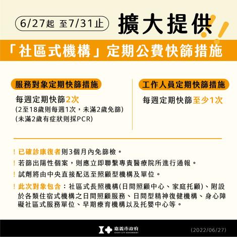 社區式機構定期快篩措施