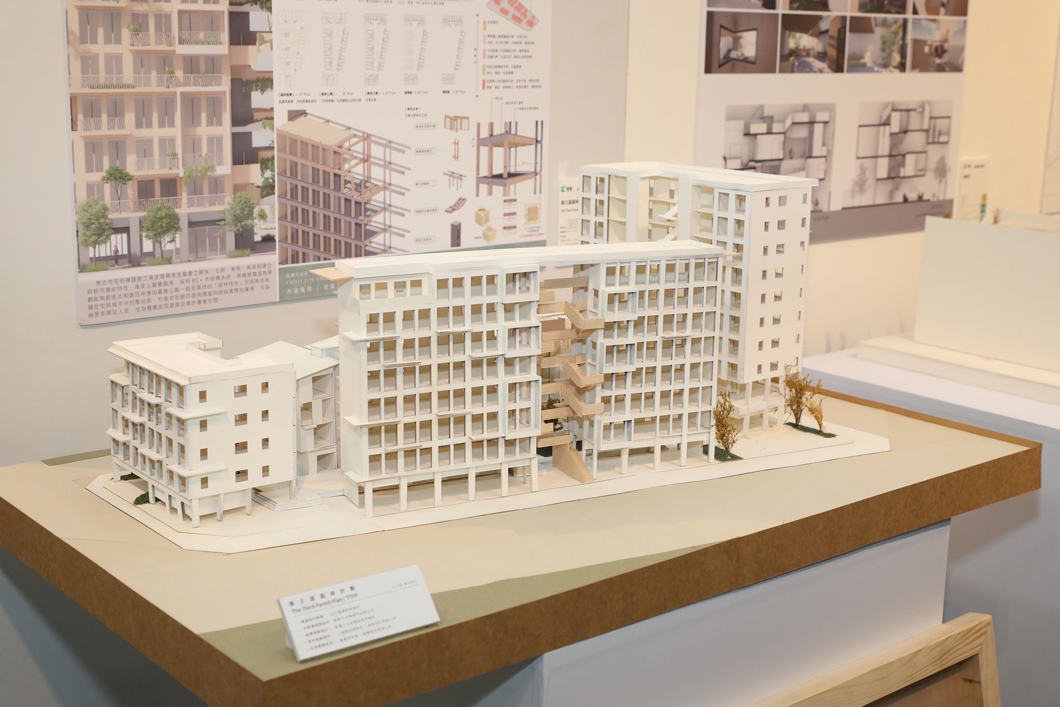嘉義「木造集居建築示範設計競圖」木獎:【躍林間】,東海建研所董冠儀同學獲得