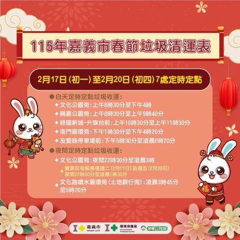 0 春節期間定點清運表