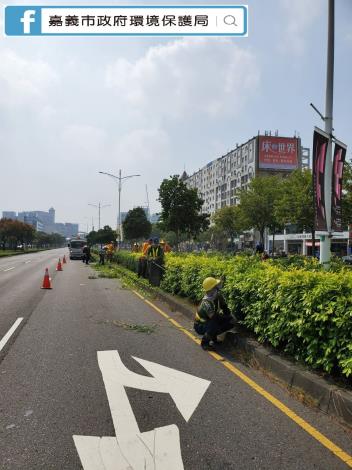 省道台1線七里香籬迎賓道 修剪中(照片共3張)