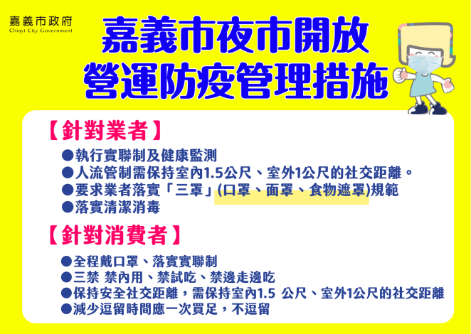 嘉義市夜市開放 營運防疫管理措施1