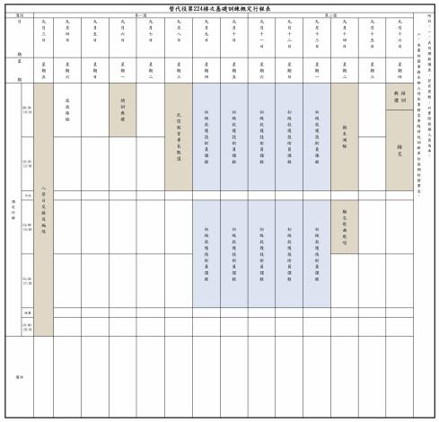 00替代役第224梯次基礎訓練概定行程表