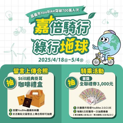 0_「嘉倍騎行,綠行地球」 歡慶嘉義市YouBike突破700萬人次 (2)