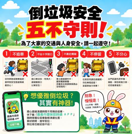 【倒垃圾安全攻略】家長必看!嘉義市環保局急籲「五不守則」保平安