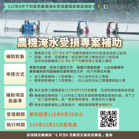 農糧署圖卡-農機淹水受損專案補助