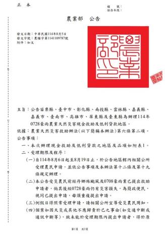 農業部公告1