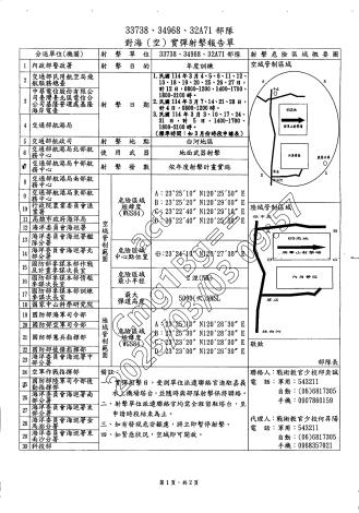 00部隊對海(空)實彈射擊報告單