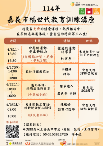 114年橘世代教育訓練講座