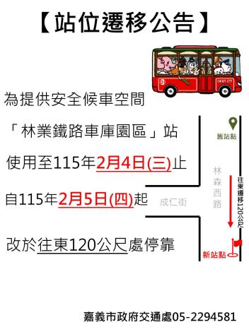 站位遷移公告-林業鐵路車庫園區