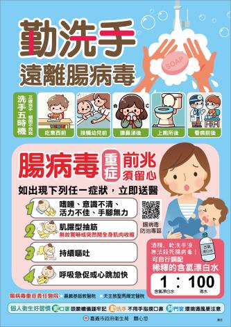 勤洗手遠離腸病毒海報