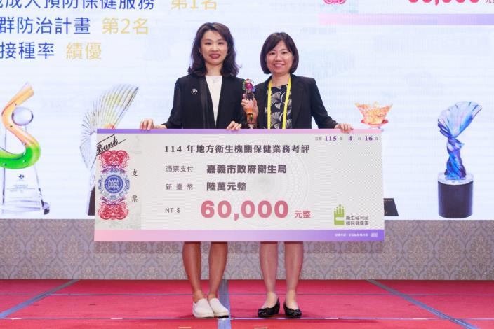 沈靜芬署長及廖育瑋局長受獎得獎金額合影