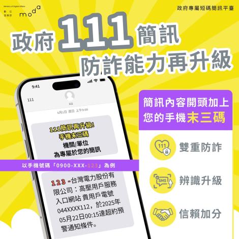 111政府專屬短碼簡訊宣傳